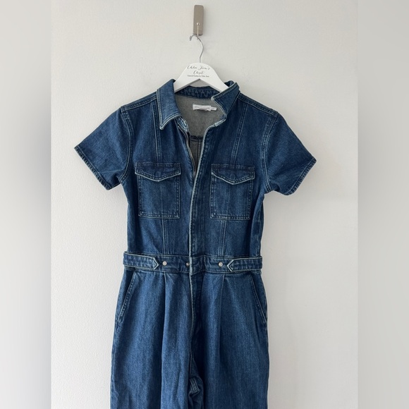 GOOD AMERICAN Fit For Success Pleated Wide Leg Denim Jumpsuit S - Picture 8 of 8